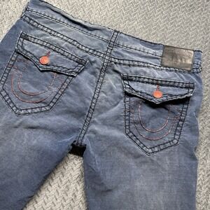 True Religion Ricky Super T Men 40x31.5 Corduroy Micro Indigo Red Stitching Flap